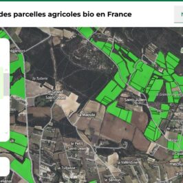 capture d'écran du site cartobio : parcelles agricoles en bio